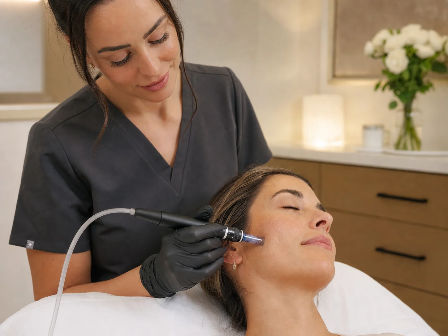 Professional microneedling treatment for skin rejuvenation